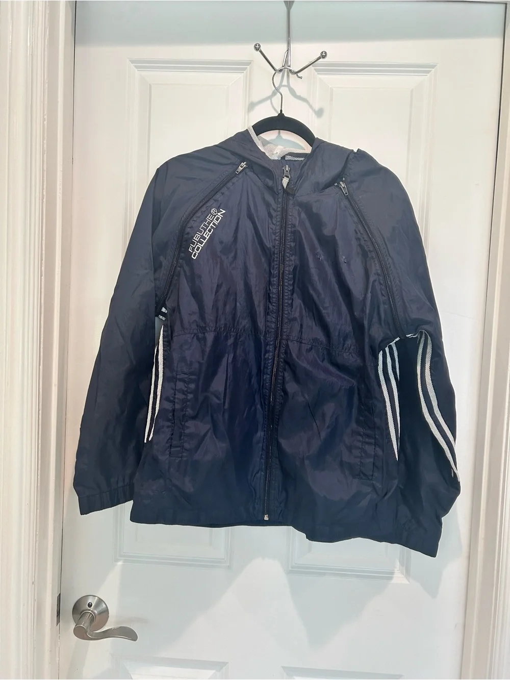 Vintage Fubu Collection Navy Hooded Windbreaker Jacket Lightweight  x large xl